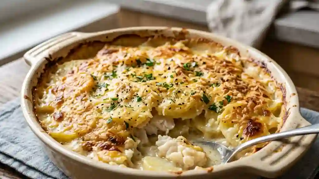 Gratin de morue fondant et sa croûte aillée - Photo de présentation
