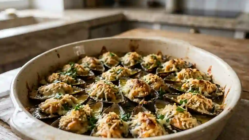Moules gratinées au Comté et ail persillé - Photo de présentation