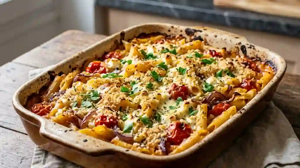 Penne gratinées à la feta et origan - Photo de présentation