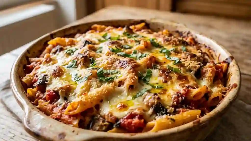 Penne siciliennes fondantes aux aubergines - Photo de présentation