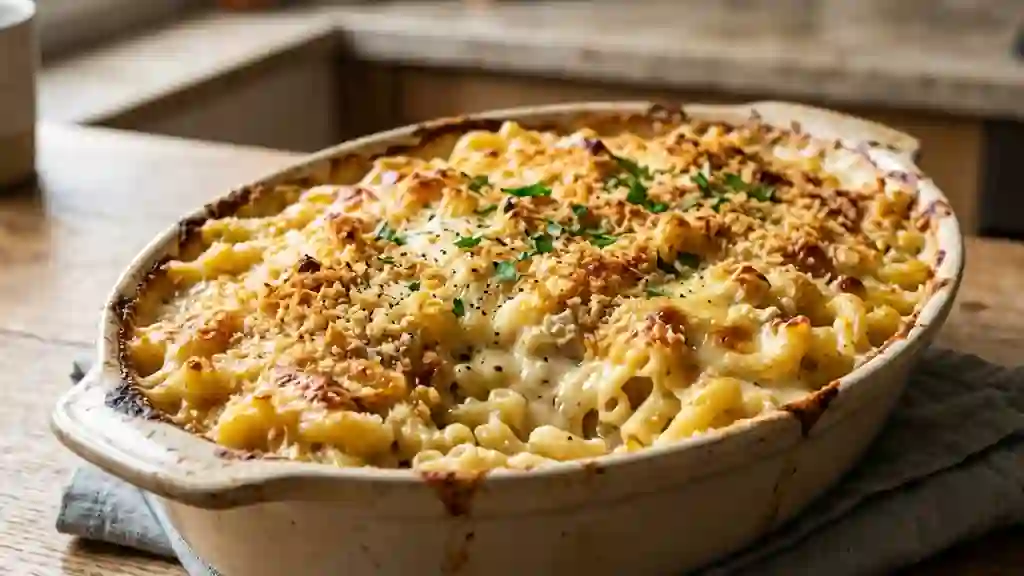 Pâtes gratinées au Chaource crémeux - Photo de présentation