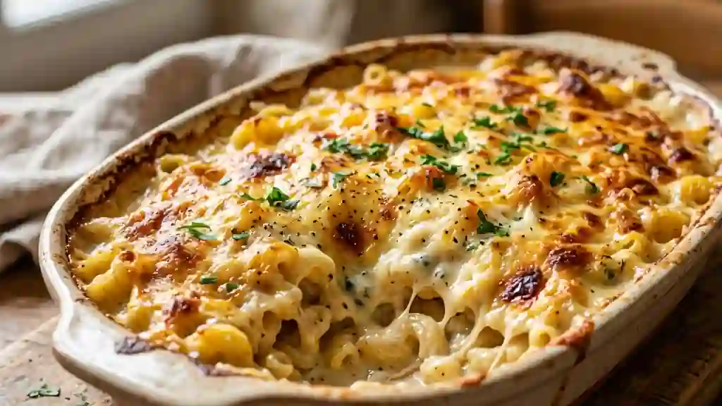 Gratin de pâtes aux 5 fromages crémeux - Photo de présentation