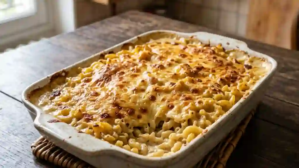 Pâtes crémeuses gratinées au gruyère - Photo de présentation