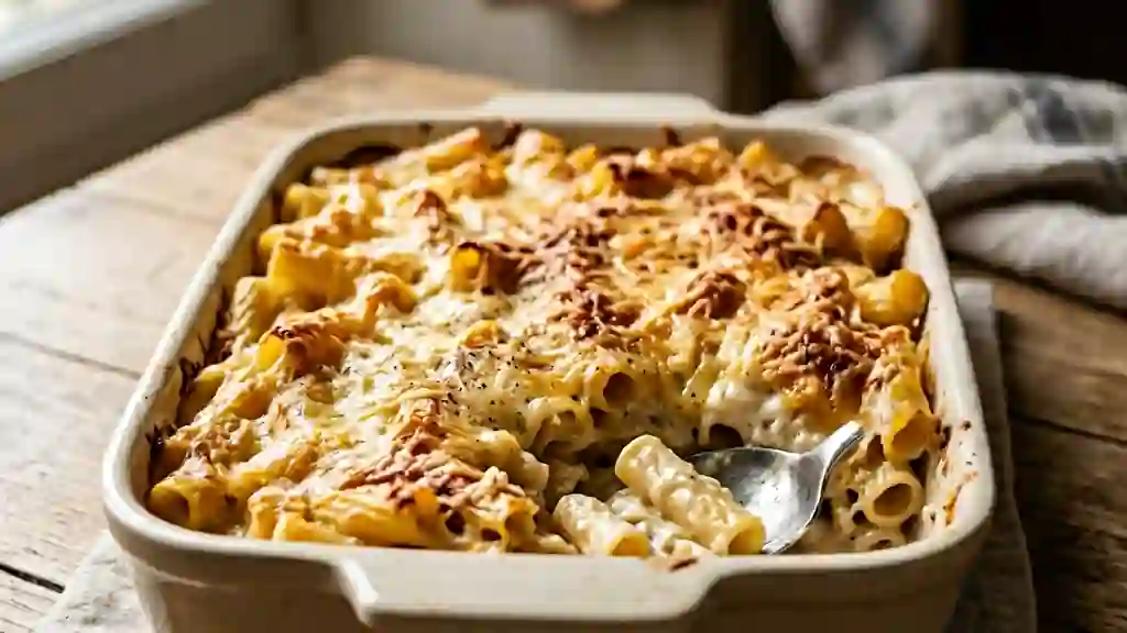 Pâtes gratinées au petit suisse ultra-crémeuses - Photo de présentation