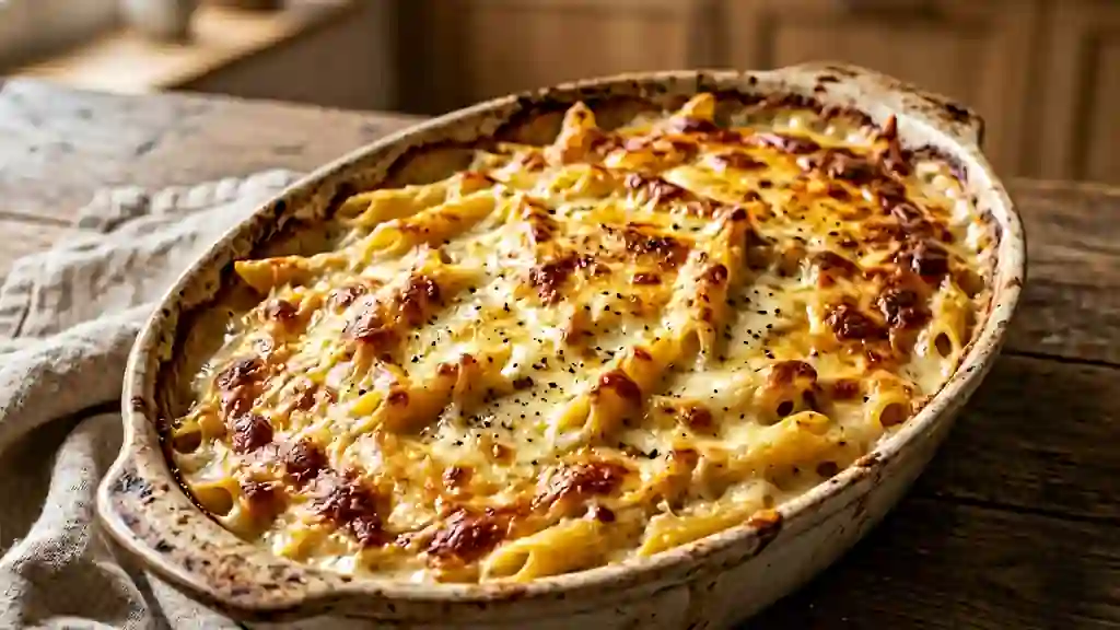 Gratin de Pâtes Fondant à l'Ail et Crème - Photo de présentation
