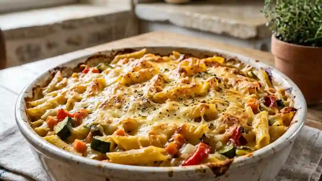 Penne fondantes au four et légumes croquants - Photo de présentation
