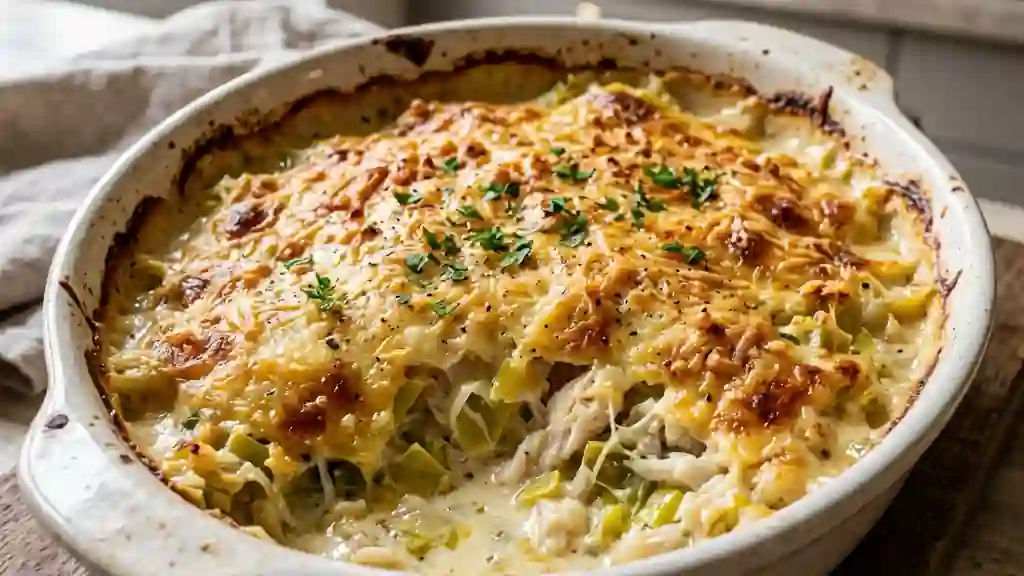 Morue gratinée aux poireaux crémeux - Photo de présentation