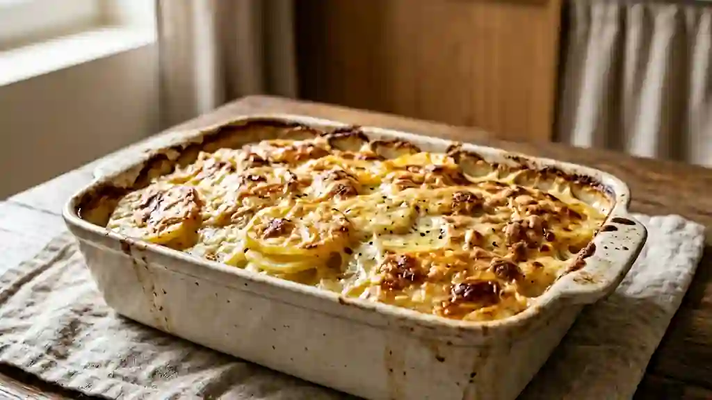 Gratin de pommes de terre crémeux et aillé - Photo de présentation