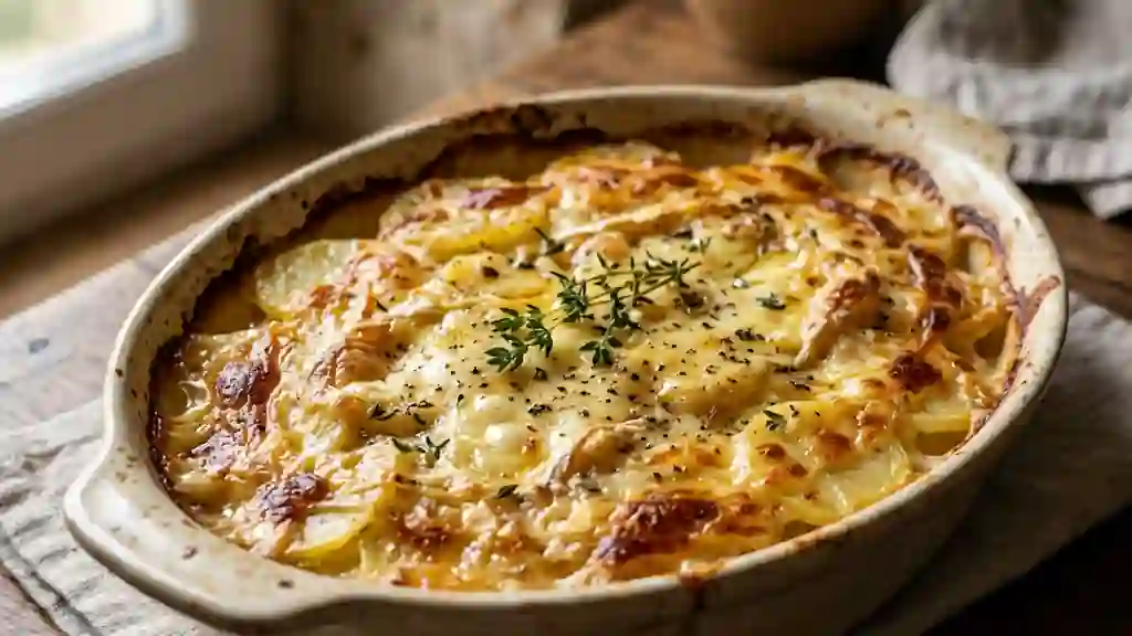 Gratin de pommes de terre au camembert coulant - Photo de présentation
