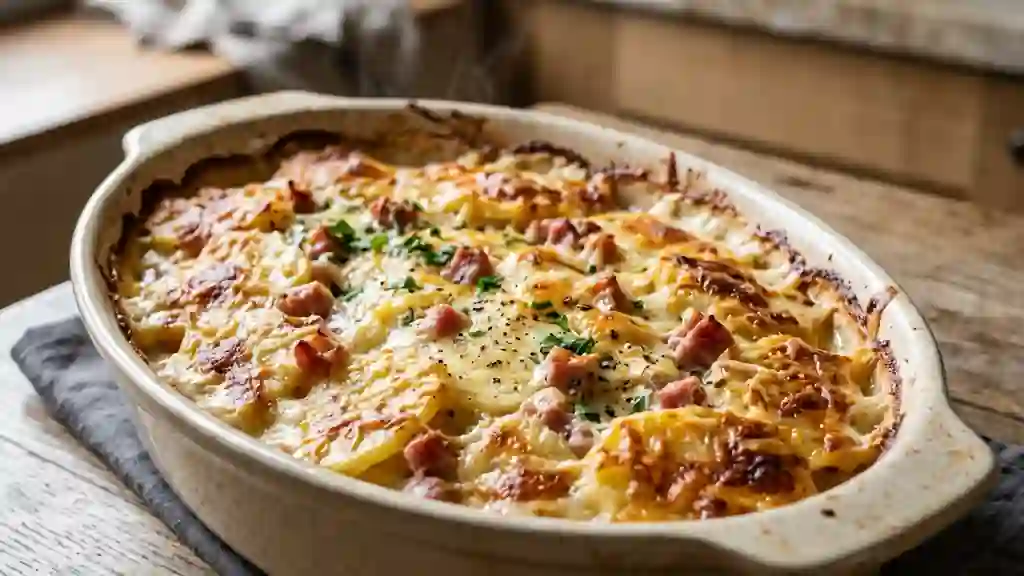 Gratin fondant jambon et fromage - Photo de présentation