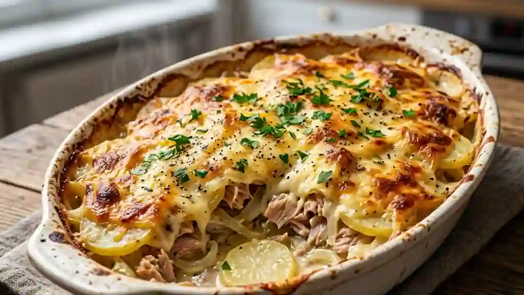 Gratin de thon fondant et sa croûte dorée - Photo de présentation