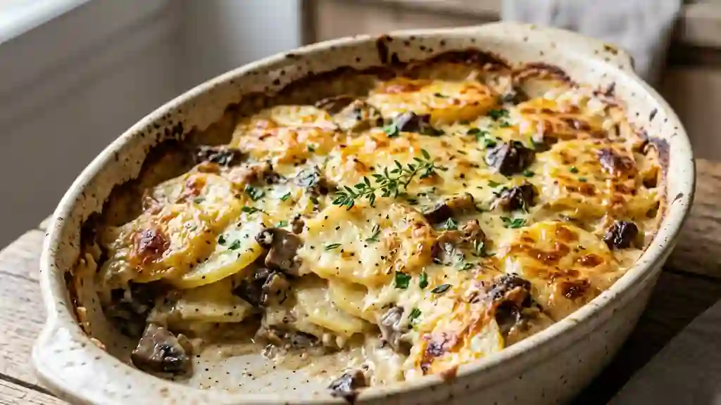 Gratin de pommes de terre aux cèpes fondants - Photo de présentation
