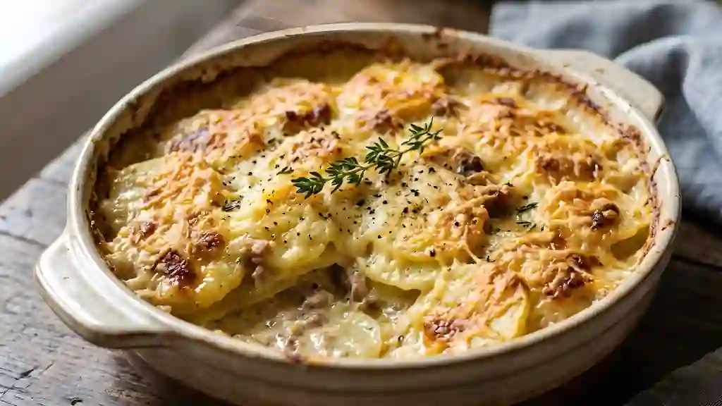 Gratin de pommes de terre aux rillettes fondantes - Photo de présentation