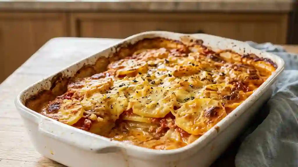 Gratin de pommes de terre à la tomate fondante - Photo de présentation