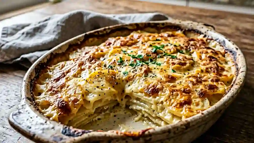 Gratin de pommes de terre fondant et doré - Photo de présentation