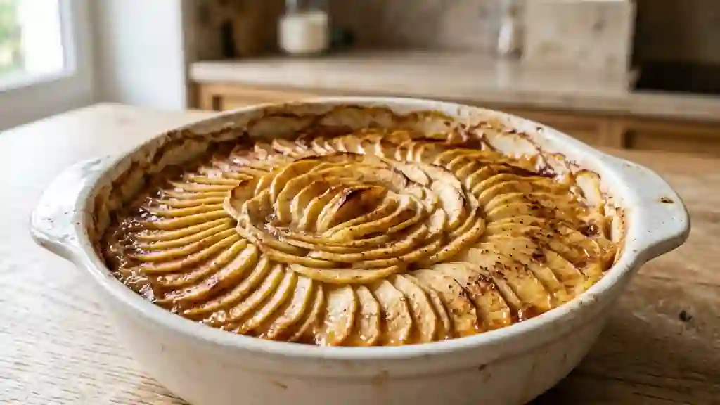 Gratin de pommes fondant vanille-cannelle - Photo de présentation