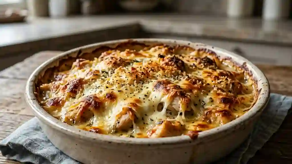 Gratin de poulet fondant à la mozzarella filante - Photo de présentation