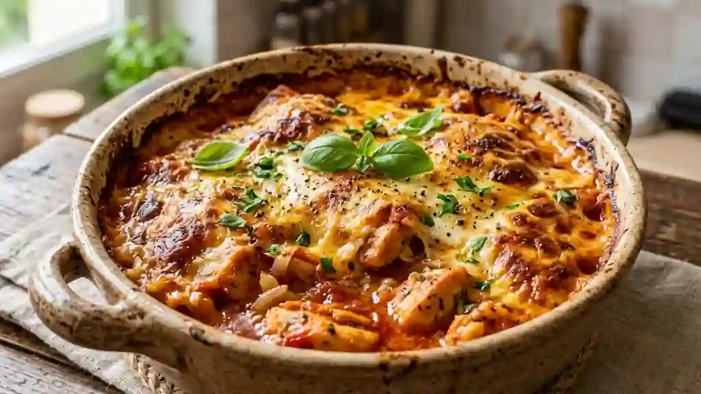 Poulet gratiné fondant au coulis de tomate - Photo de présentation