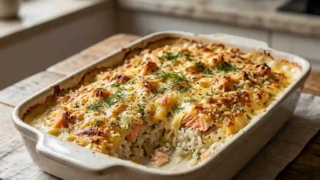 Riz gratiné au saumon fondant et aneth - Photo de présentation