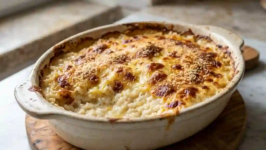 Gratin de riz crémeux à la muscade - Photo de présentation