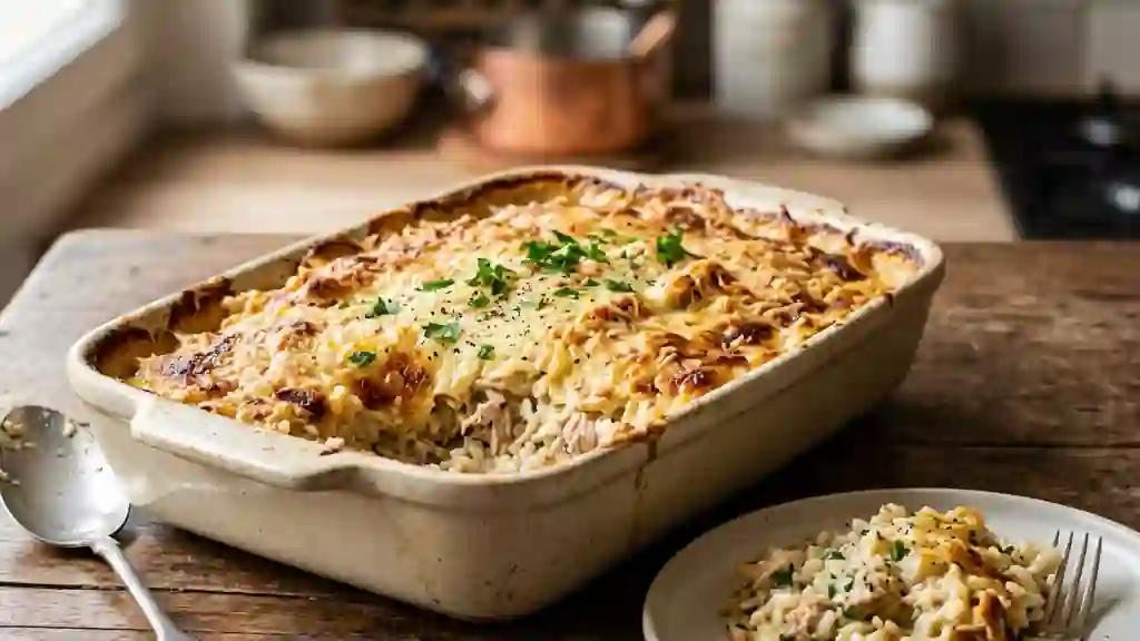 Gratin de riz onctueux au thon et parmesan - Photo de présentation