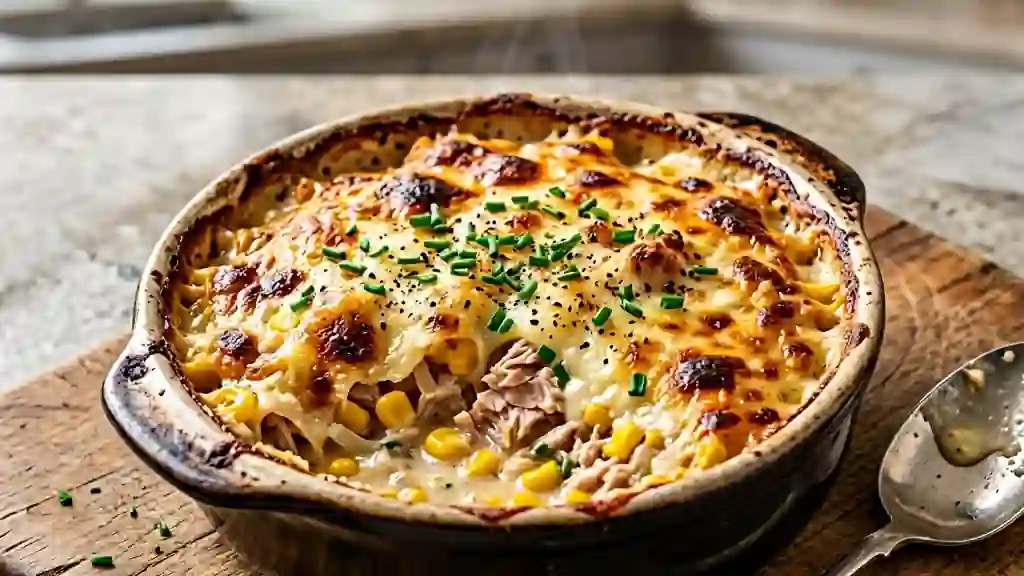 Gratin de thon au maïs et fromage fondu - Photo de présentation