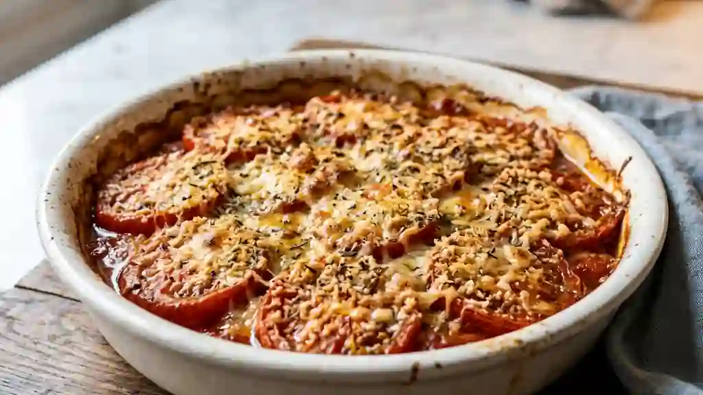 Gratin de tomates fondant et croustillant - Photo de présentation