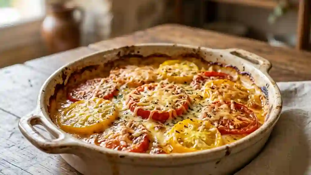 Tomates fondues gratinées à la crème et ail - Photo de présentation