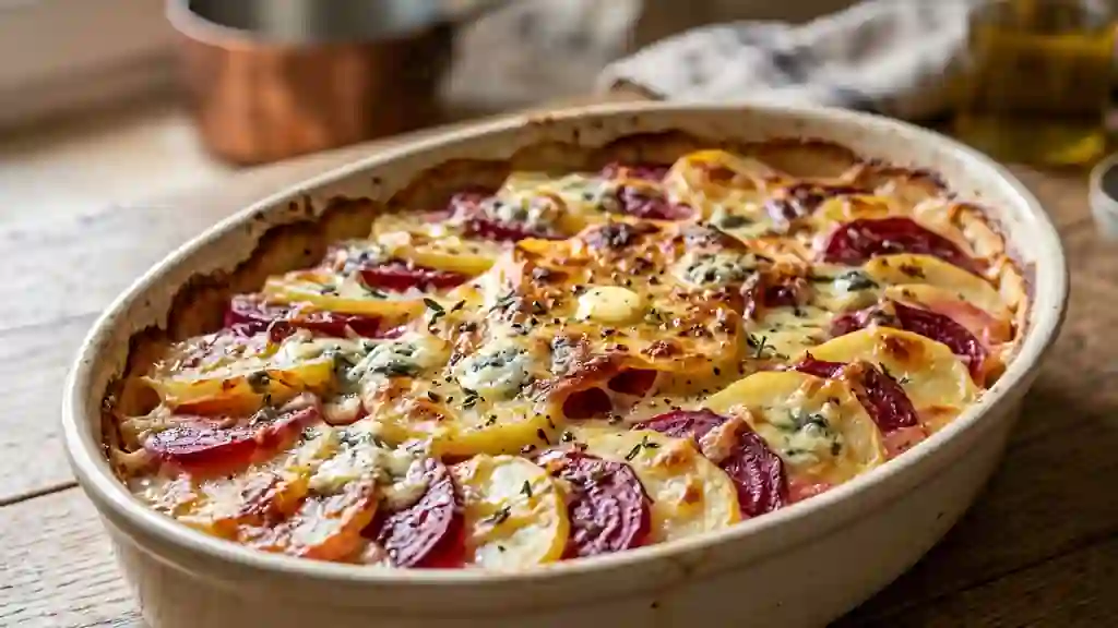 Gratin fondant au bleu et betterave - Photo de présentation