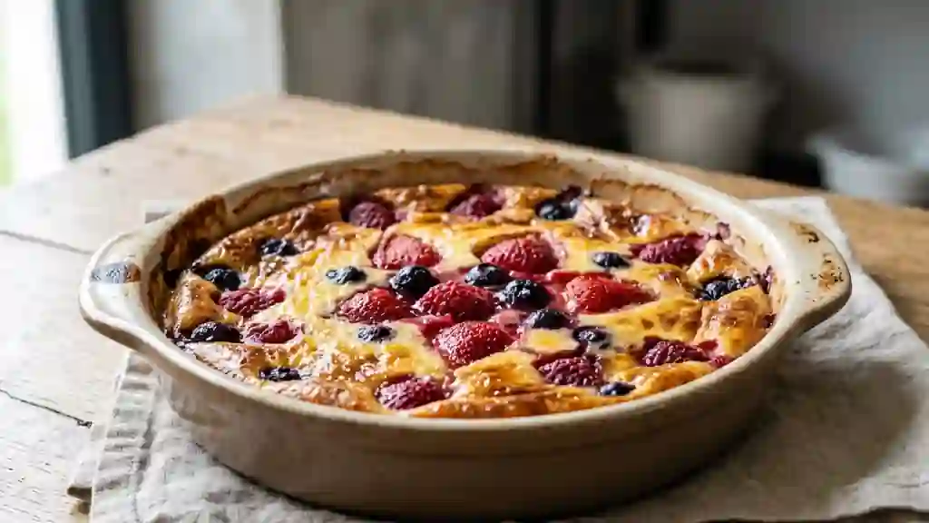 Gratin de fruits rouges onctueux et vanillé - Photo de présentation
