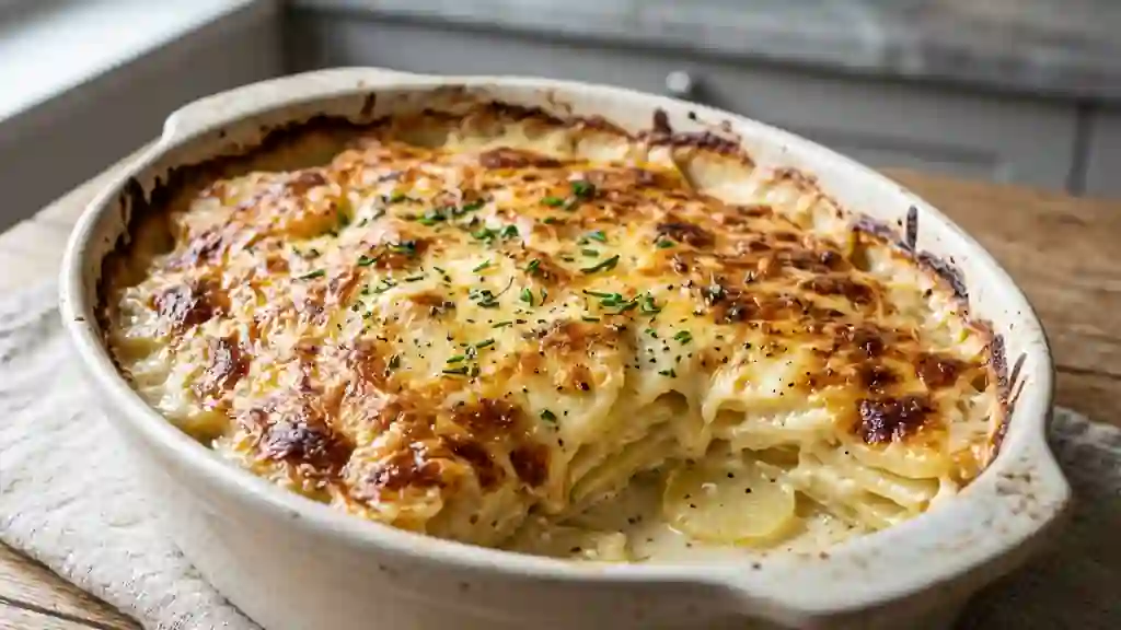 Gratin de pommes de terre fondant et doré - Photo de présentation