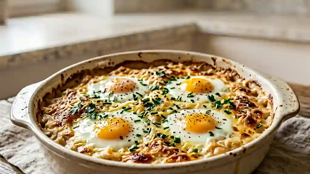 Gratin fondant de haricots blancs et œufs - Photo de présentation