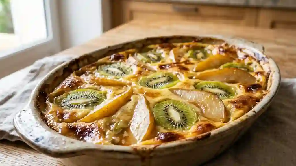 Gratin fondant de kiwis et poires caramélisées - Photo de présentation