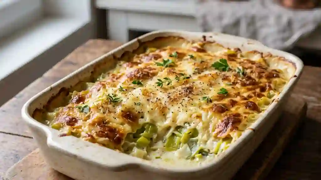 Gratin de poireaux fondant au Beaufort fruité - Photo de présentation