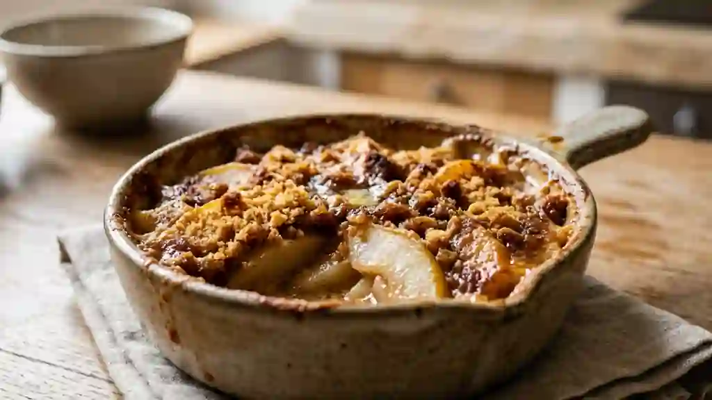 Gratin de poires au pain d'épices caramélisé - Photo de présentation