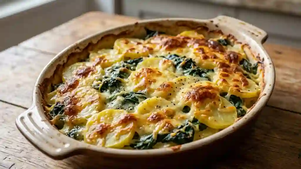 Gratin crémeux épinards et pommes de terre - Photo de présentation