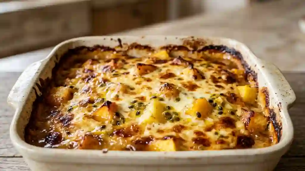 Gratin de fruits exotiques caramélisés - Photo de présentation
