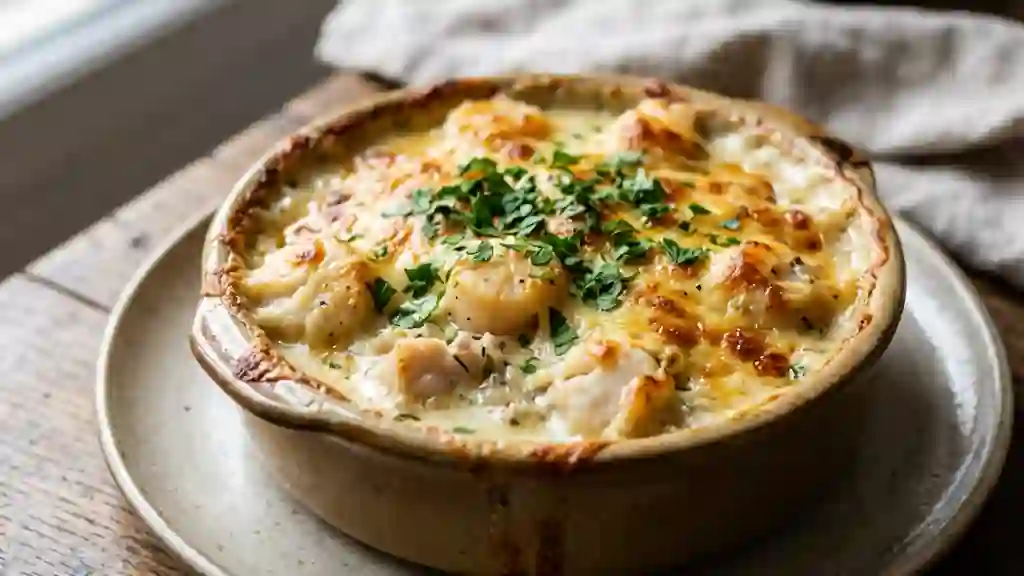 Gratin onctueux de Saint-Jacques et lotte - Photo de présentation