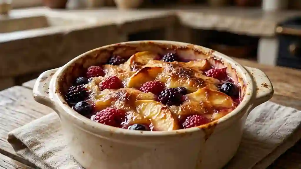 Gratin de pommes et fruits rouges cannelle - Photo de présentation