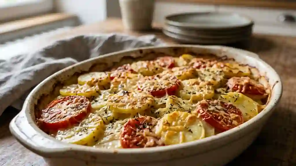 Gratin fondant pommes de terre et tomates - Photo de présentation