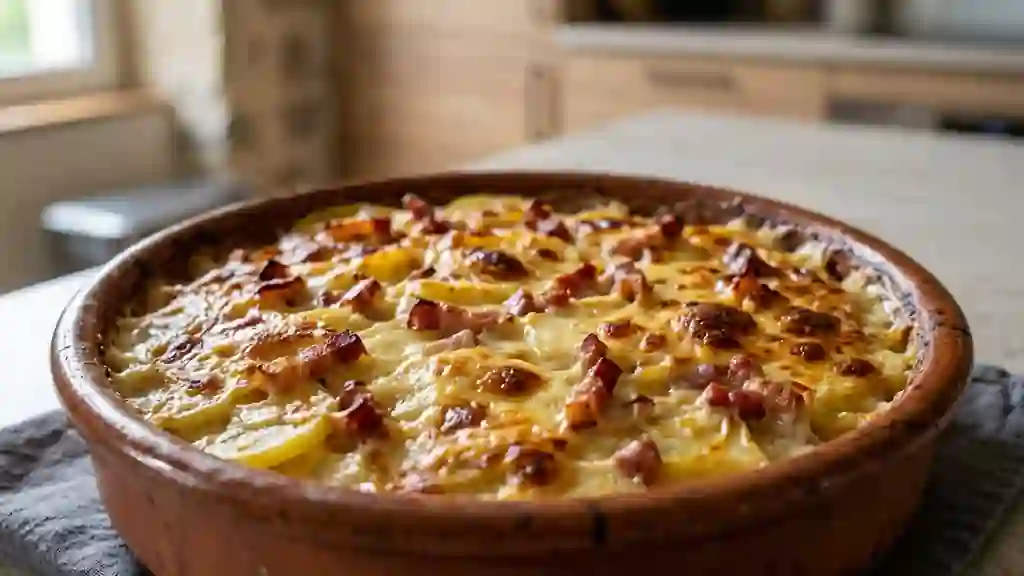 Gratin montagnard fondant au jambon et raclette - Photo de présentation