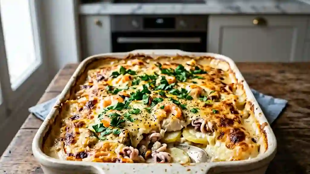 Gratin du pêcheur onctueux aux fruits de mer - Photo de présentation