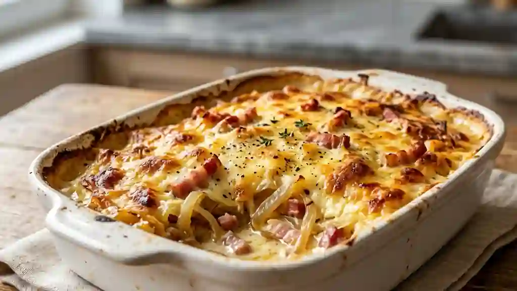Gratin fondant aux lardons et oignons confits - Photo de présentation