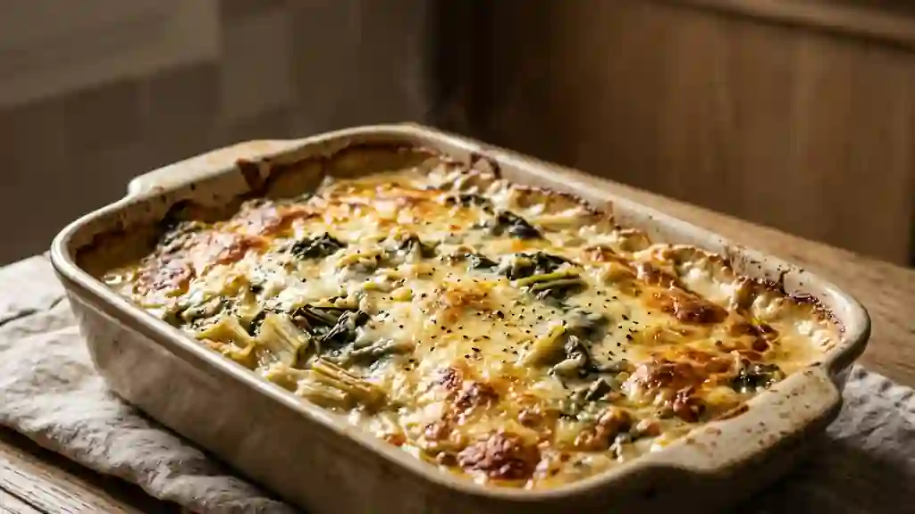 Gratin de blettes fondant et crème aillée - Photo de présentation