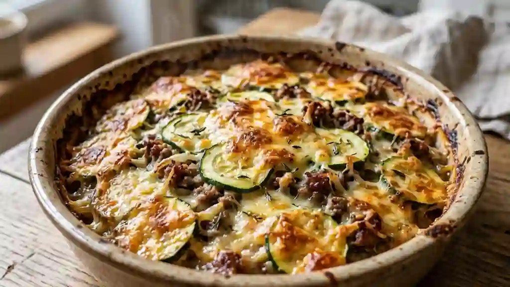 Gratin de bœuf et courgettes fondant et gratiné - Photo de présentation
