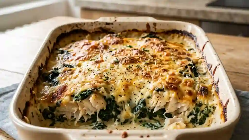 Cabillaud gratiné aux épinards et crème onctueuse - Photo de présentation