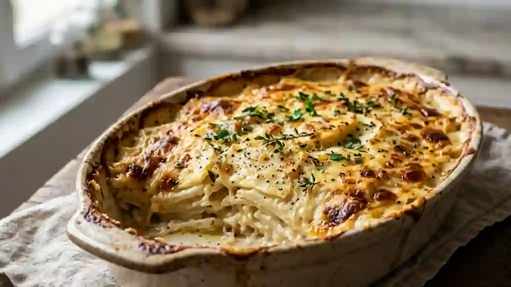 Gratin de céleri fondant et crème d'ail - Photo de présentation