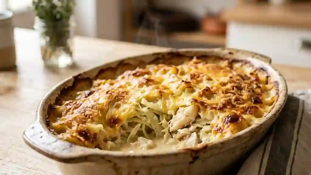Gratin de chou fondant à la morue nacrée - Photo de présentation