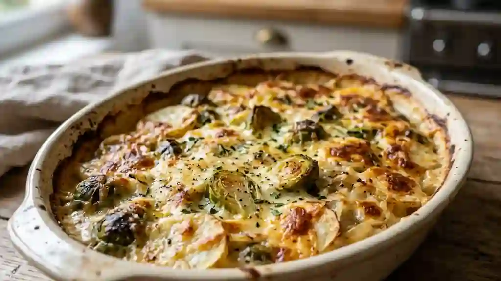 Gratin de choux de Bruxelles fondant et doré - Photo de présentation