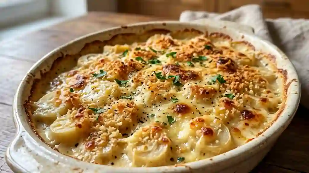 Cœurs de palmier gratinés à la crème et chapelure - Photo de présentation